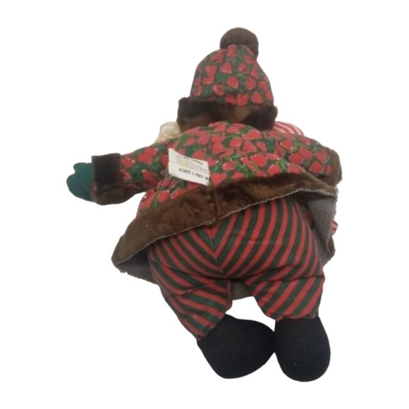 Brown Fur Santa Yarn Beard Candy Cane Plush Toy Albert E Price Cotton - Picture 6 of 6